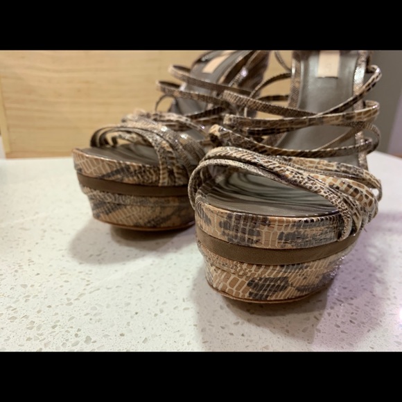 BCBG MAXAZRIA Leather Laurol Snakeskin Wedges - Picture 9 of 11